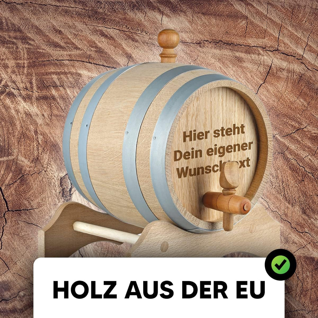 polar-effekt Holzfass 5 Liter mit Wunschgravur - individuelles Eichenfass für Whisky, Scotch, Bourbo