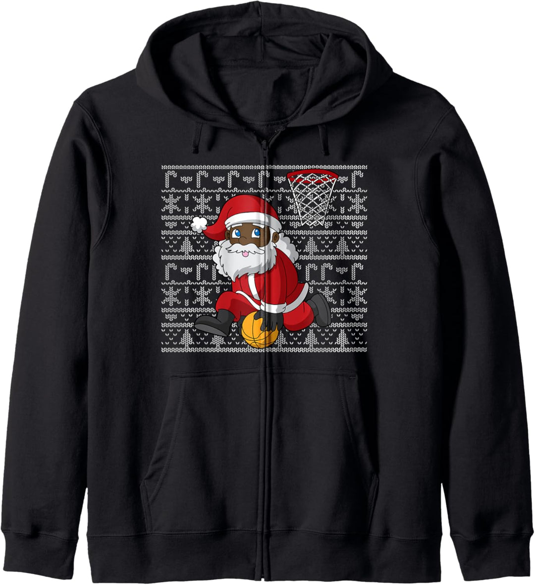 Basketball Schwarzer Afroamerikaner Santa Claus Slam Dunk Kapuzenjacke