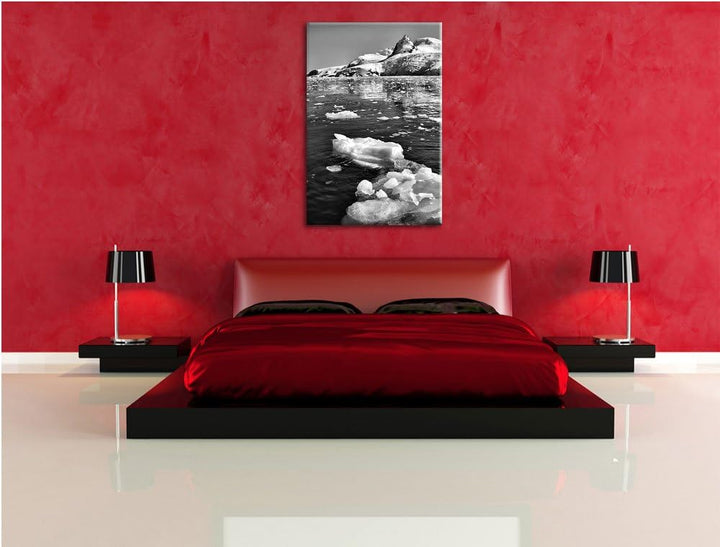 Pixxprint Eisberge im Meer Arktis / 100x70cm Leinwandbild bespannt auf Holzrahmen/Wandbild Kunstdruc