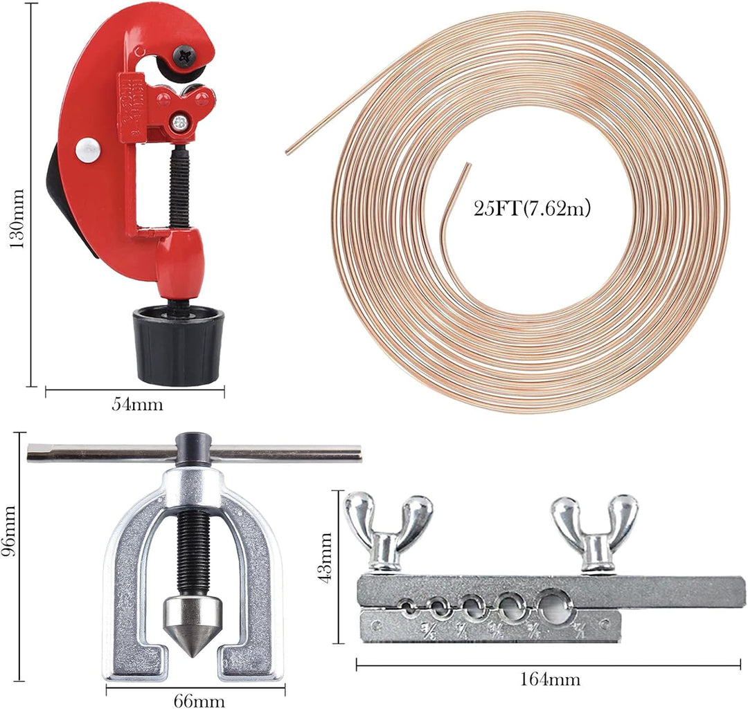 finoki Bremsrohr Kit 25 Fuss Auto Rolle Rohr Spule Doppel Bördelwerkzeug Auto Bremse Linie Reparatur