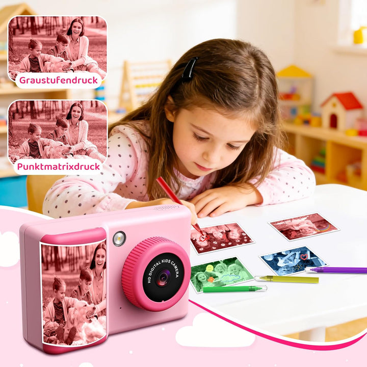 CHAKEYAKE Sofortbildkamera Kinder, 20MP 1080P Kinderkamera mit 2,4-Zoll-Display, Digitalkamera mit 3