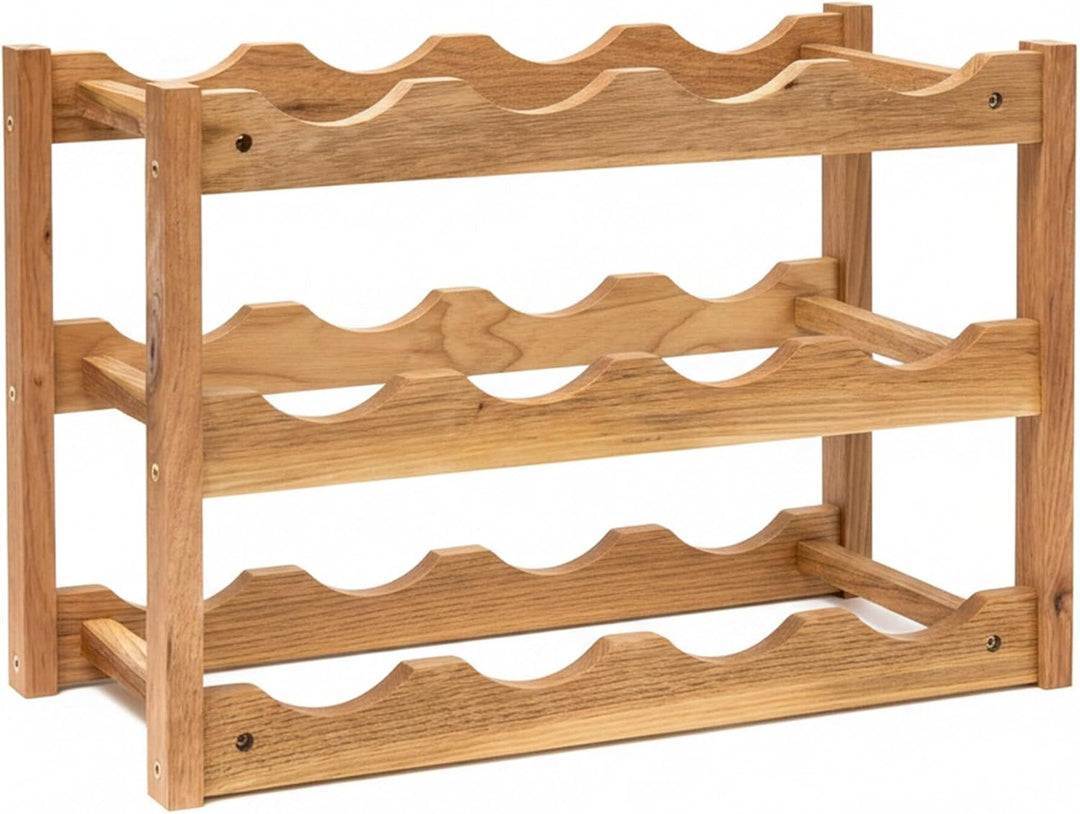 Relaxdays klein, Flaschenregal 12 Flaschen Wein, H x B x T: 28 x 21 x 42 cm, natürlich, Holz, Weinre