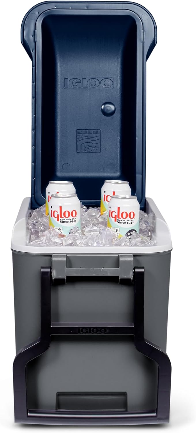 Igloo Maxcold 40 Roller Passiv-Kühlbox mit Rollen, 38 Liter, Blau, für Camping, Arbeit, Freizeit und