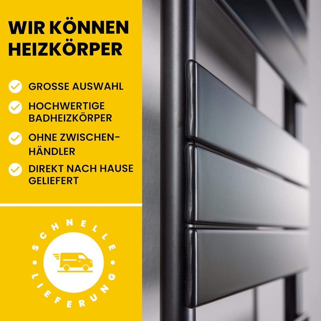 HEATSUPPLY Design Handtuchheizkörper elektrisch 1.222 x 600 Paneel Badheizkörper elektrisch mit Ther