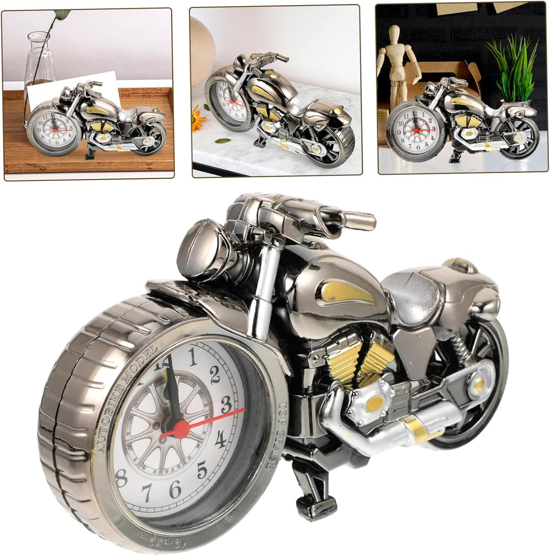 1 Stück -Wecker Fahrrad-Statue Desktop-Ornamente Form Uhr Rustikaler Schreibtisch Mini-Uhr Bürotisch