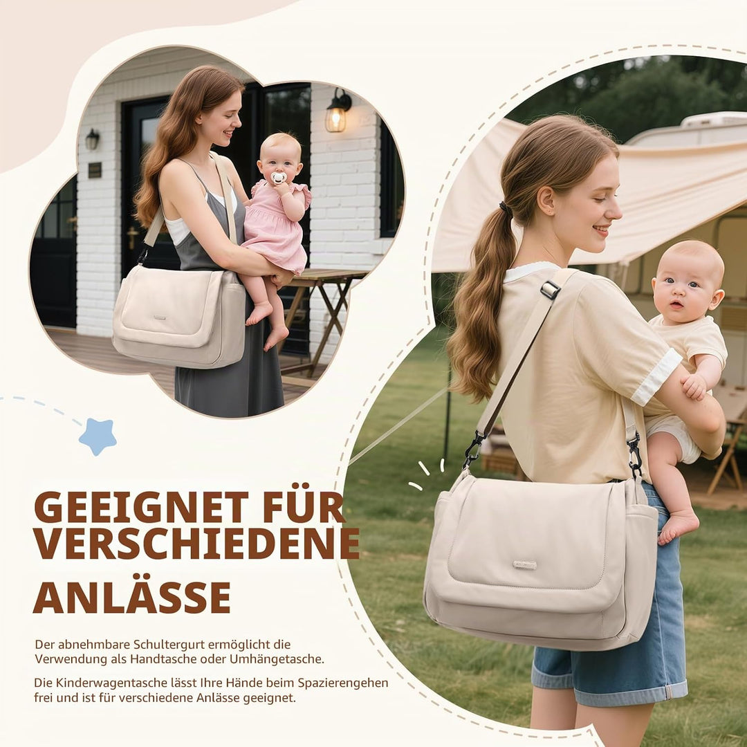 22L Puffer Wickeltasche Tragetasche, grosse Kapazität Baby Wickeltasche Reisetaschen Umhängetasche K