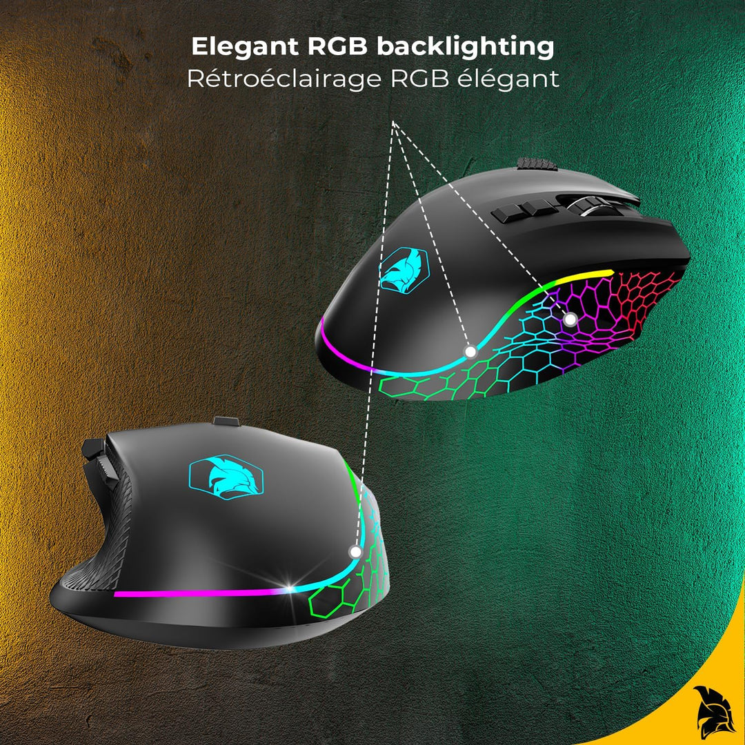 EMPIRE GAMING RF906 Kabellose Gaming-Maus, 3 Modi, 2,4 GHz, BT, kabelgebunden, 8 programmierbare Tas