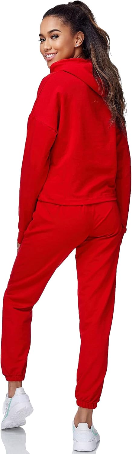 Tazzio Damen Jogginganzug Trainingsanzug Sport Freizeit Hoodie & Jogginghose F200 M Rot, M Rot