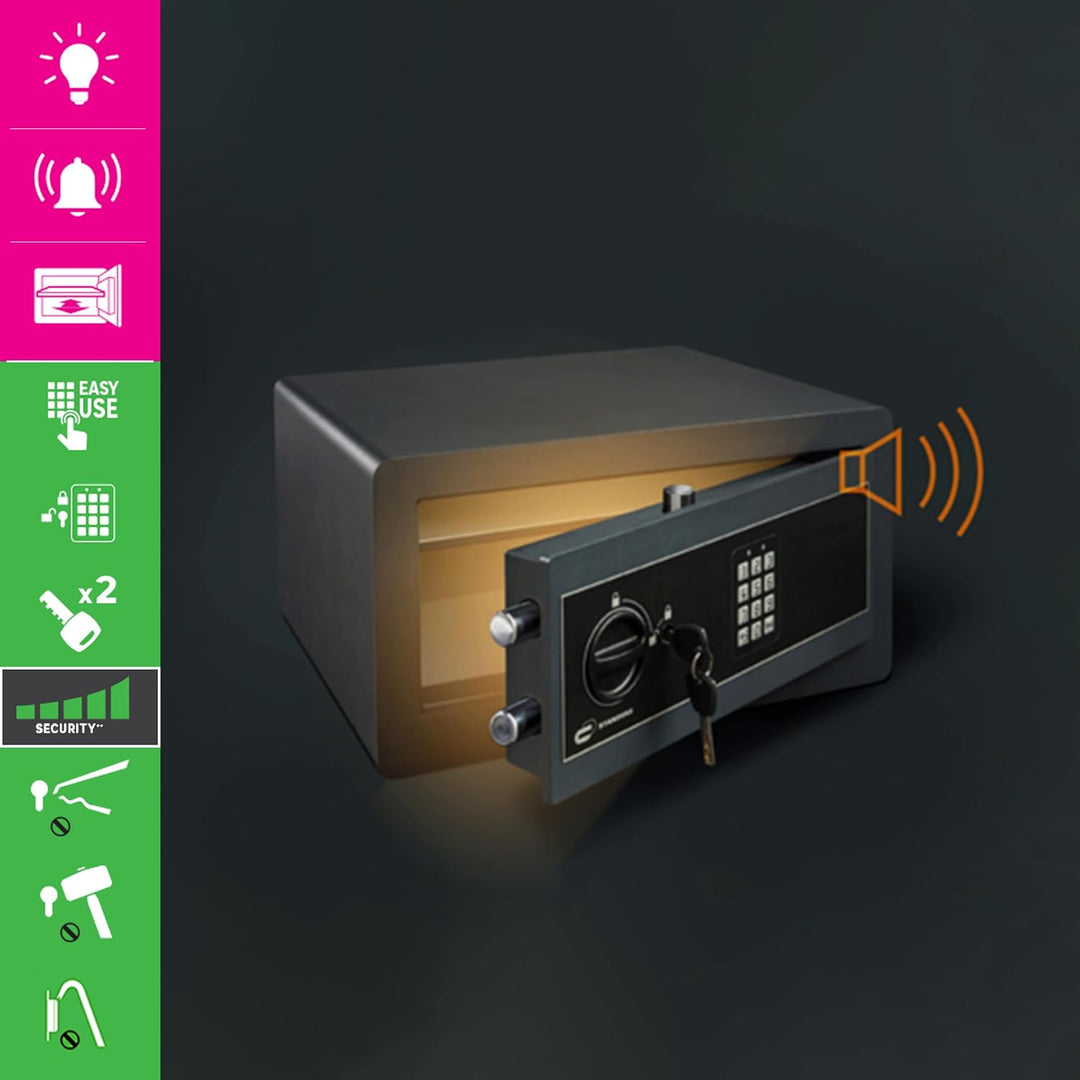 STANDERS - Elektronischer Safe - 20L - 30 x 43 x 20 cm - Wandtresor - Code-Safe - 2 Sicherheitsschlü