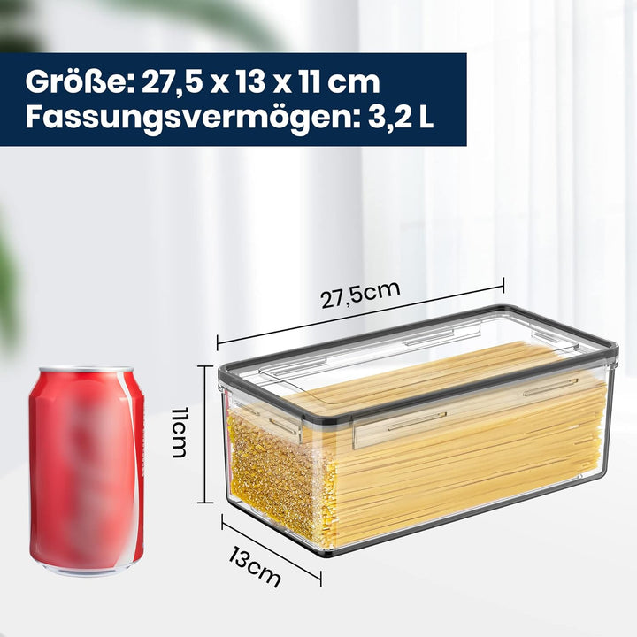 3.2L Vorratsdosen mit Deckel Luftdicht 4er Set mit Kreidemarker und Etiketten, BPA Frei Plastik Aufb