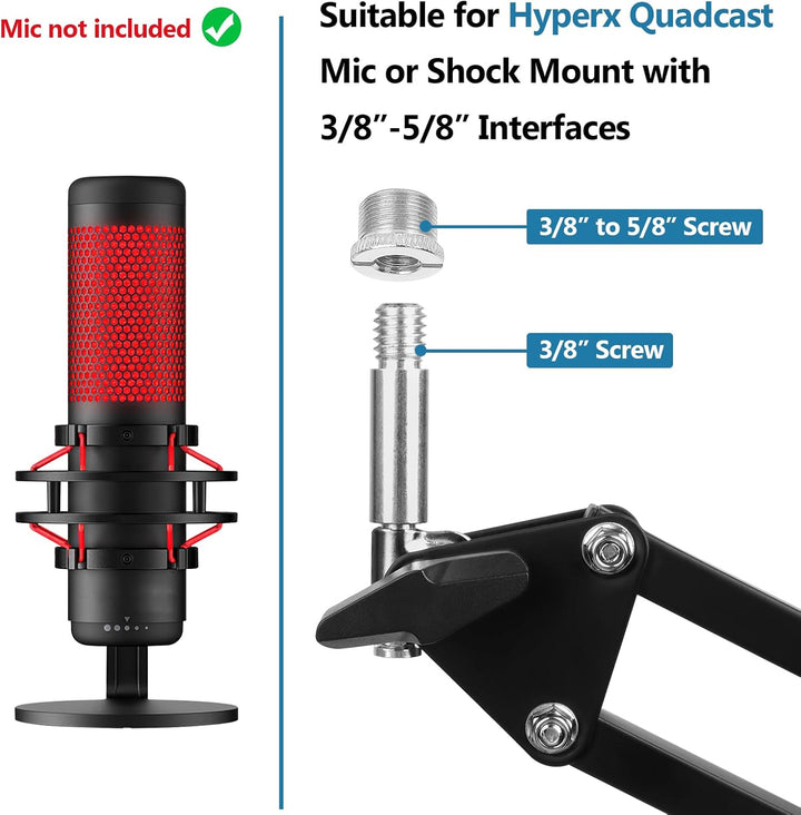 ChromLives Mikrofonarm Boom Arm für HyperX QuadCast Universal Mic Ständer Kompatibel mit HyperX Quad