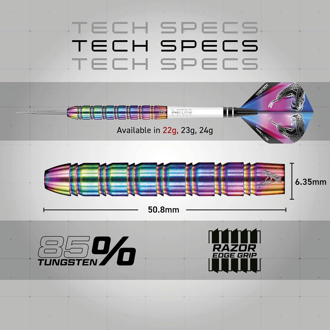 RED DRAGON Peter Wright Snakebite 1 Professional Darts Wolfram Dartset mit Flüge und Shafts 22G 1, 2