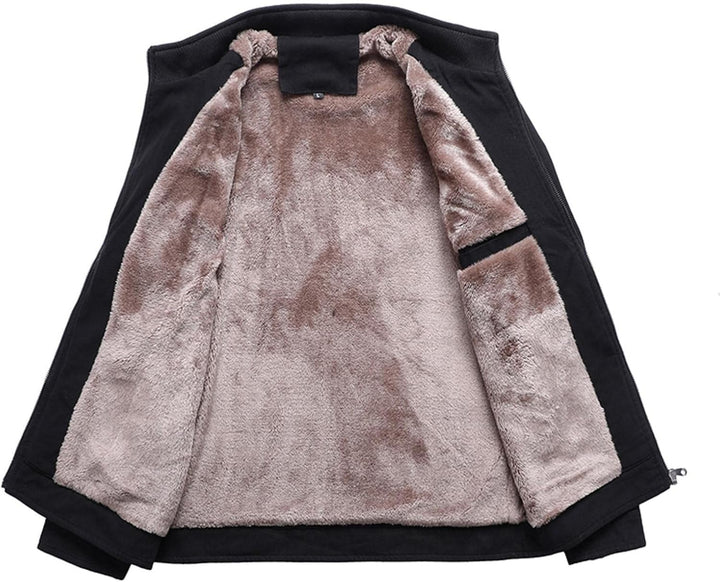 Fleece Cardigan Zip Jacke Herren Winterjacke Lässiger Stehkragen Warm Plus Samt Dicker Mantel aus re
