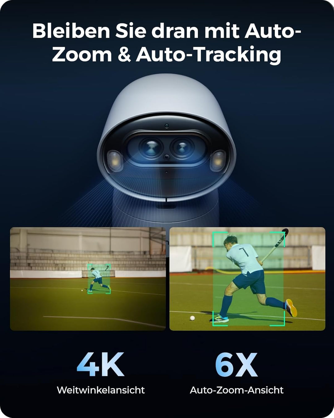 Reolink 4K Solar Überwachungskamera Aussen Akku mit 360° PTZ, Auto-Tracking, Dual Lens, 8MP WLAN Kam