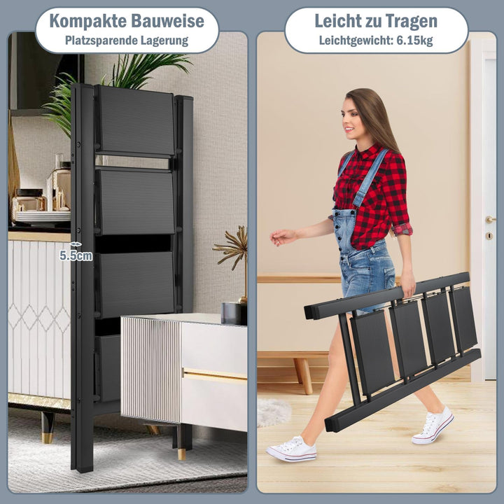 Eulenke 4 Stufen Leiter Aluminium Klappleiter, Klappbar Leichte Stehleiter, Trittleiter 4 Stufen, ru