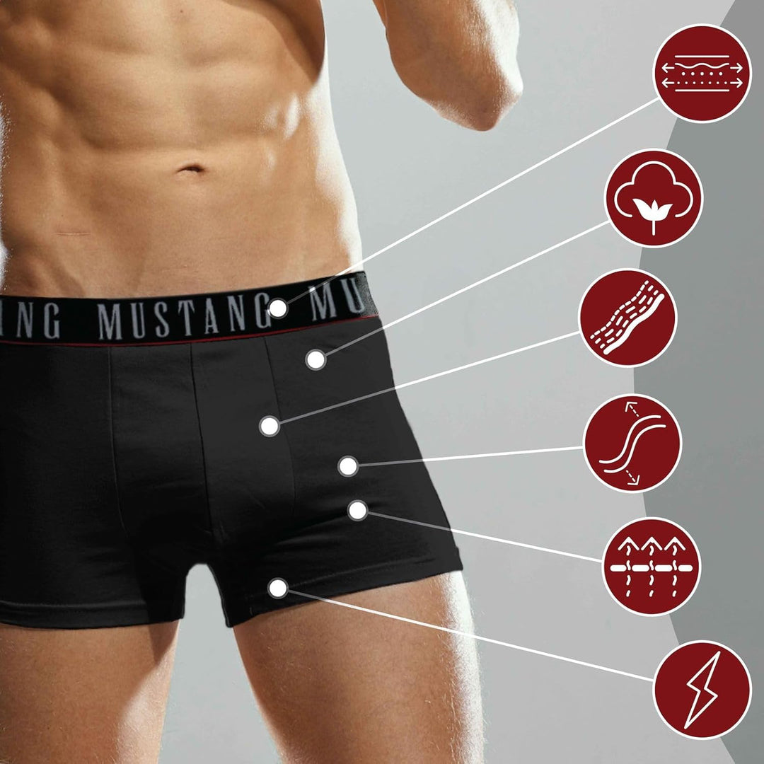 MUSTANG Men's Retro Shorts 3 Pack, Boxer Shorts, Pants, True Denim, S-XL, S Navy Bambus