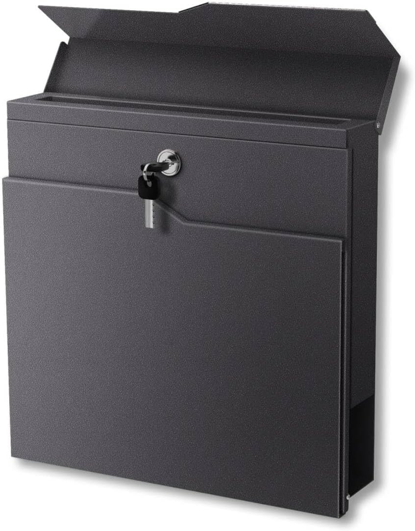 Metzler Briefkasten pulverbeschichtet in DB703 Eisenglimmer - Wandbriefkasten mit Zeitungsfach - Pos