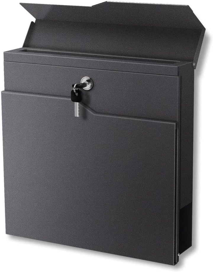 Metzler Briefkasten pulverbeschichtet in DB703 Eisenglimmer - Wandbriefkasten mit Zeitungsfach - Pos