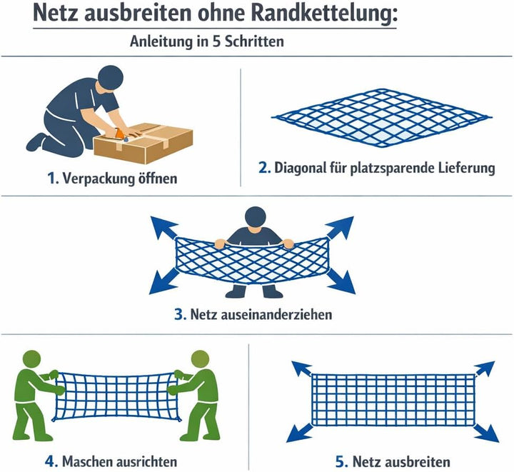 Ballfangnetz - Ballnetz - Netz - grün - Masche 5 cm - Stärke: 1,2 mm - Grösse: 5,00 m x 50 m
