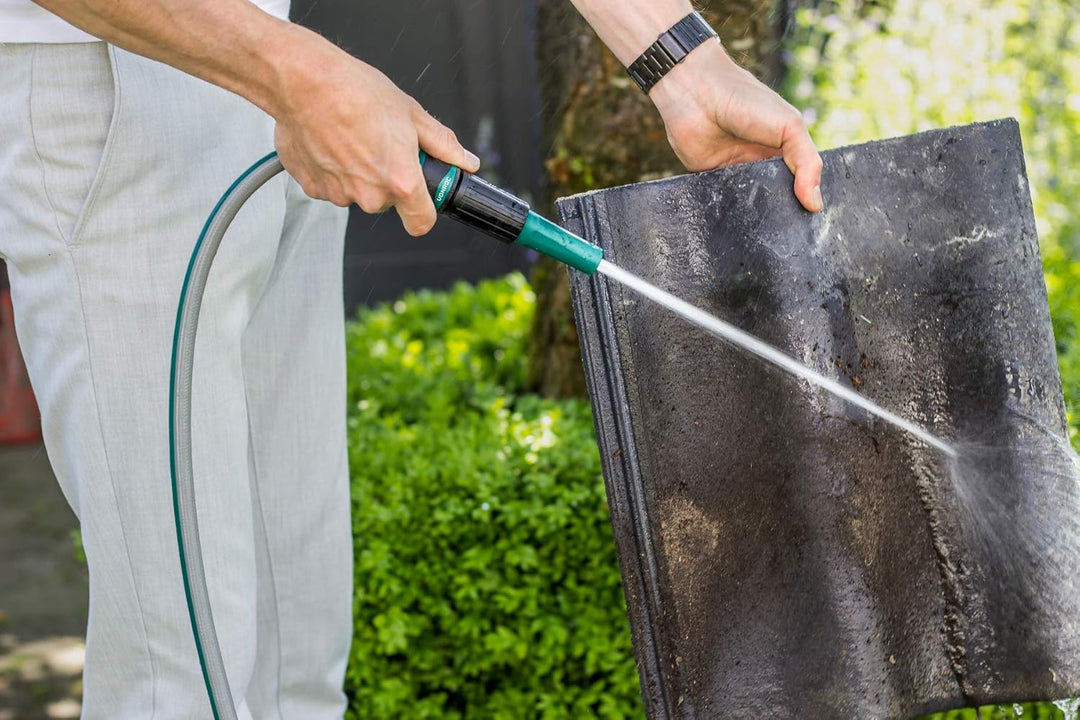 VONROC Schlauchtrommel, komplettes Starterset – Inkl. 15 m Gartenschlauch, Sprühkopf, Schlauchkupplu