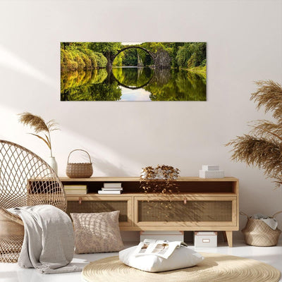 Wandbilder Dekoration Wohnzimmer Park Natur Wasser Panorama Bilder auf Leinwand 120x50cm Leinwandbil