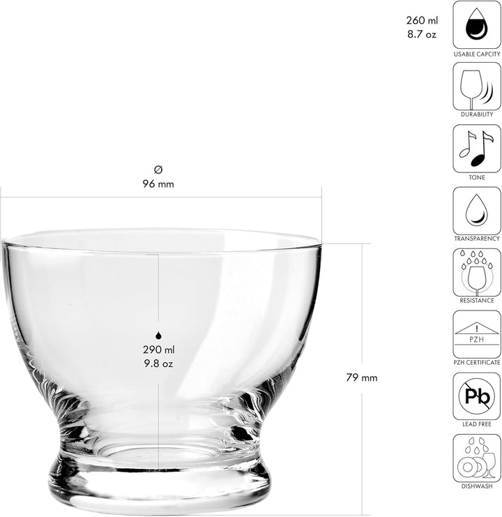 Krosno 6er-Set Eisbecher 290 ml | Dessertschale | Pure Kollektion | Ideal für Zuhause, Restaurants u
