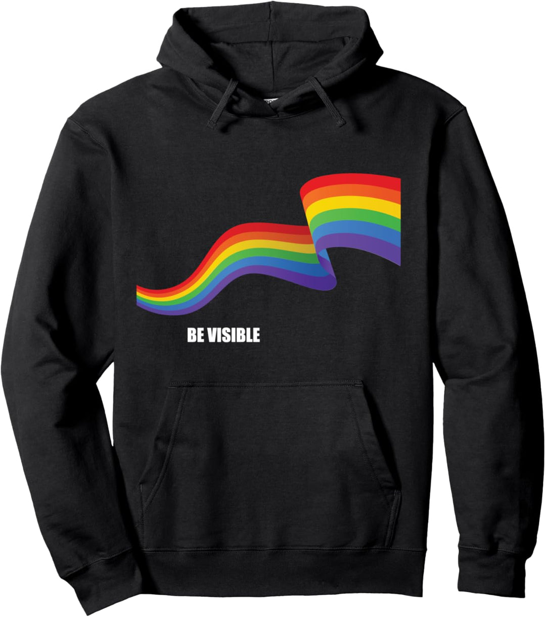 Gay Pride LGBTQ ribbon be visible gay lesbian queen trans Pullover Hoodie