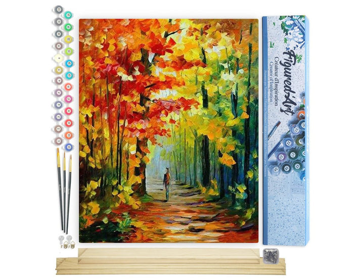 Figured'Art Malen Nach Zahlen Erwachsene Mit Rahmen Einsamer spaziergang im Wald - Paint by Numbers