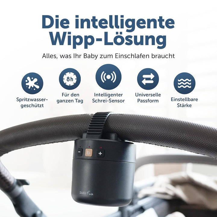 ZAZU ROXY Baby Rocker – Elektrischer Kinderwagen-Schaukler mit Weinen-Sensor, einstellbarer Wipp-Stä
