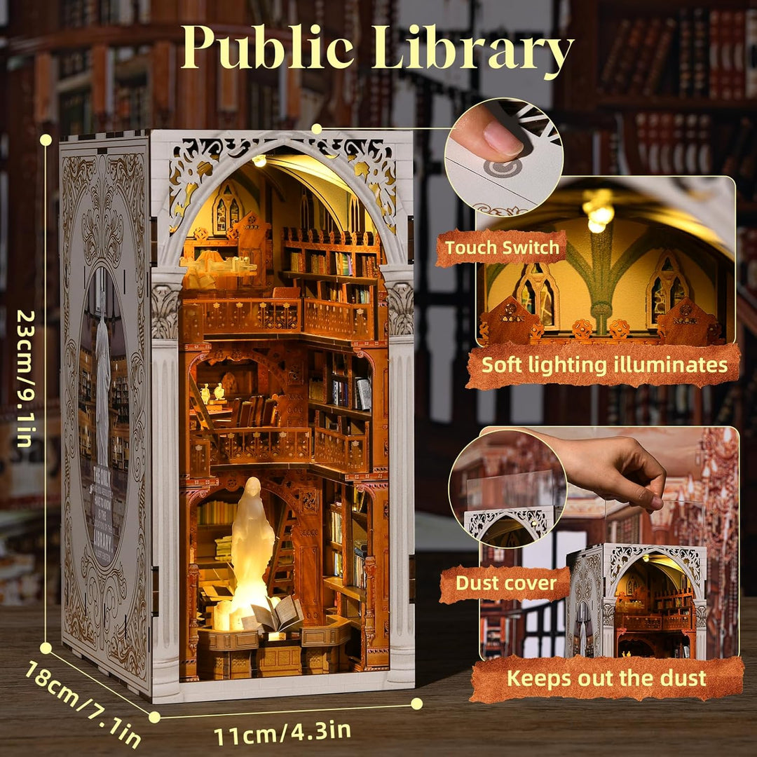 MiniCity Book Nook Kit, DIY Miniatur Puppenhaus Booknook Kit, 3D Holz Puzzle Buchstütze Bücherregal