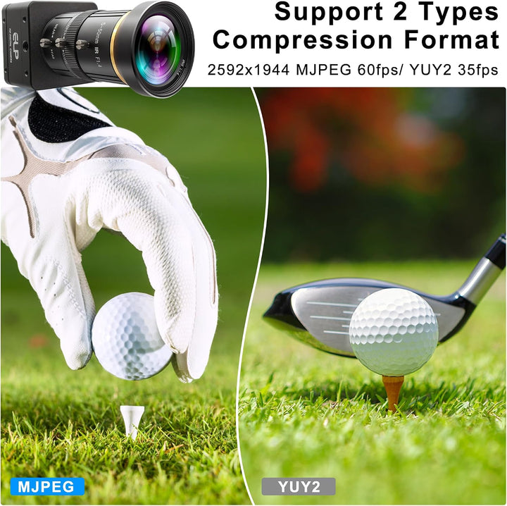 ELP Global Shutter USB3.0 Kamera,5MP 60fps10-facher manueller 5-50mm Varifokal, Bewegungserfassung f
