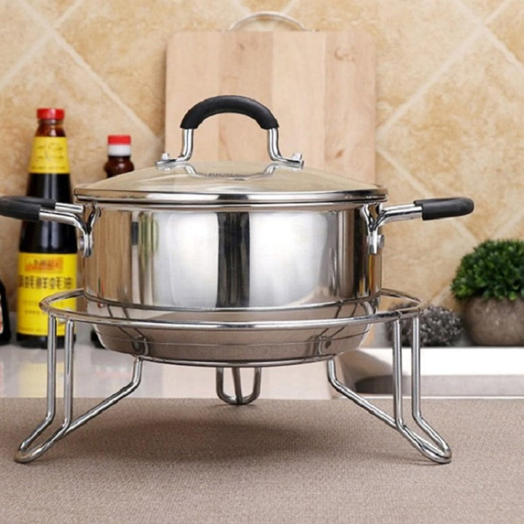 SHINEOFI Hitzebeständiges Edelstahl Topfgestell Rund mit Dreibein Topfhalter für Küchenutensilien un