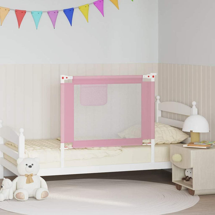 Kleinkind-Bettschutzgitter Rosa aus Stoff und Metall 90x25 cm, höhenverstellbar 70-95 cm, Rausfallsc