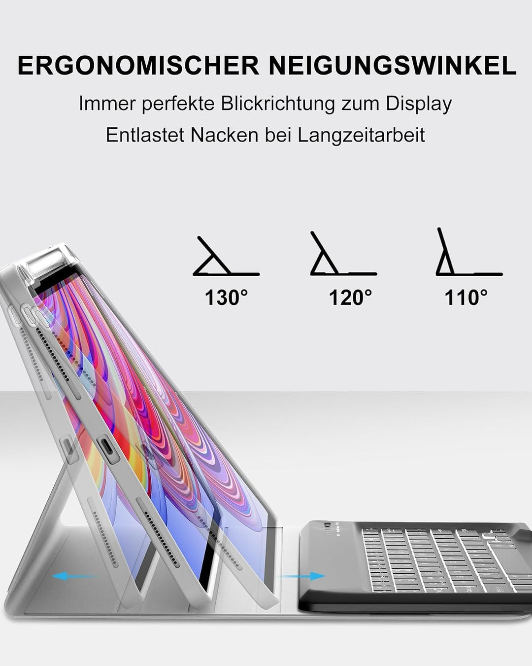 Für Redmi Pad Pro 12.1" Tastaturhülle mit Beleuchtung QWERTZ | Für Redmi Pad Pro Tastatur - Mit 7-Fa