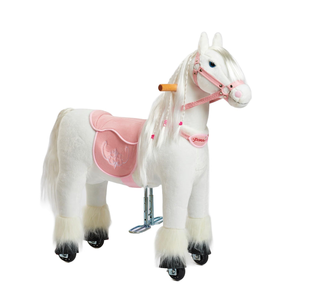 PONNIE Reitpferd mit Rollen Tiara S für Kinder 3-6 Jahre, 30 kg – Plüsch Spielpferd zum Reiten ohne