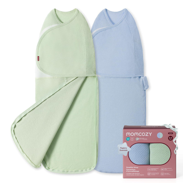 Momcozy Pucksack Baby 0-3 Monate, Atmungsaktives Netz 2er Set | 100% Baumwolle, Sommer Pucksack Neug