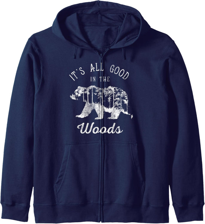 It's All Good In The Woods Forest Bear Vintage Kapuzenjacke