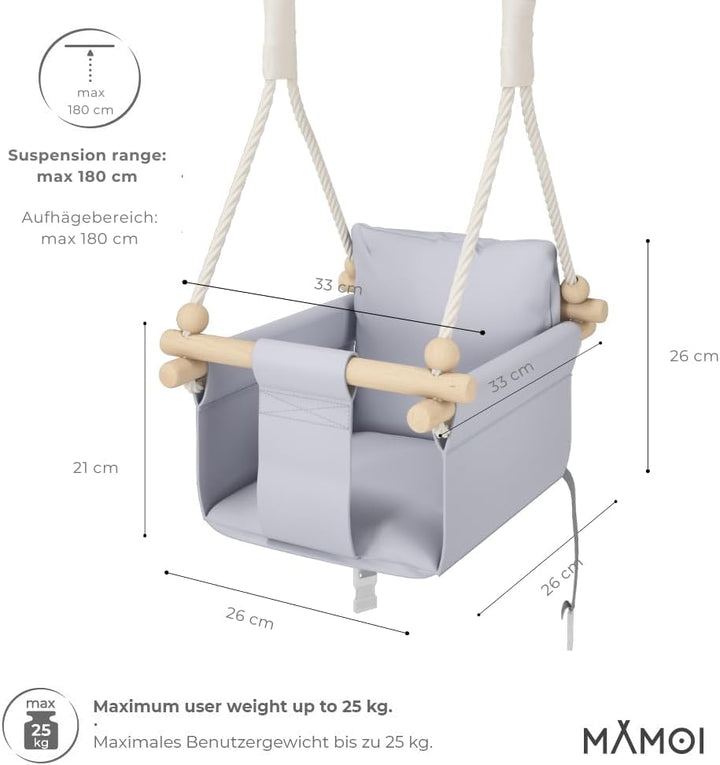 MAMOI® Babyschaukel, Baby schaukel Indoor, Kinderschaukel aus Holz, Holzschaukel für Kinder, Schauke