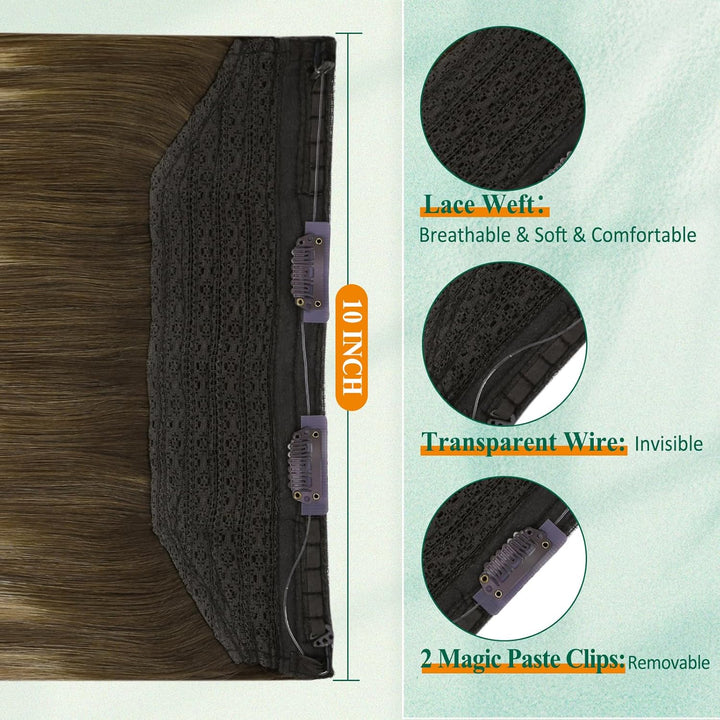 Easyouth Draht Extensions Echthaar Balayage Haarteil Extensions mit Draht Remy Wire on Extension Ech