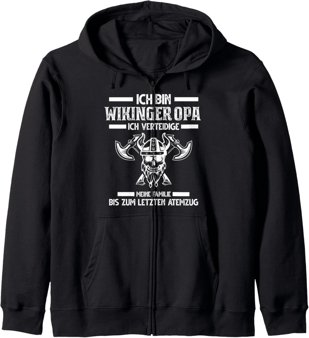 Wikinger Opa Ich verteidige meine Familie Wikinger Opa Kapuzenjacke
