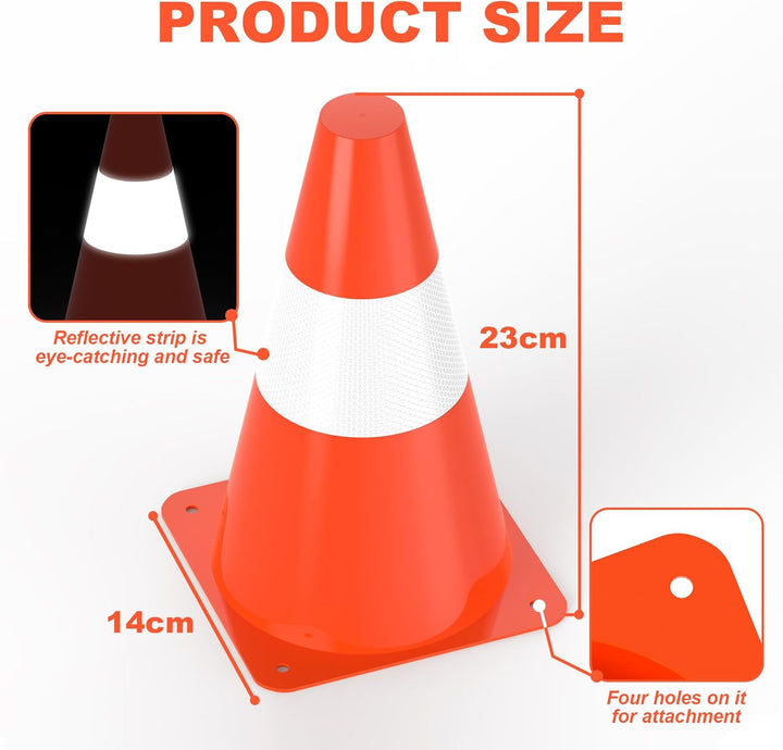 Warnkegel 23cm, 4 Stück Verkehrshütchen Markierungshütchen,stapelbar Warnleitkegel Leitkegeln,Verkeh