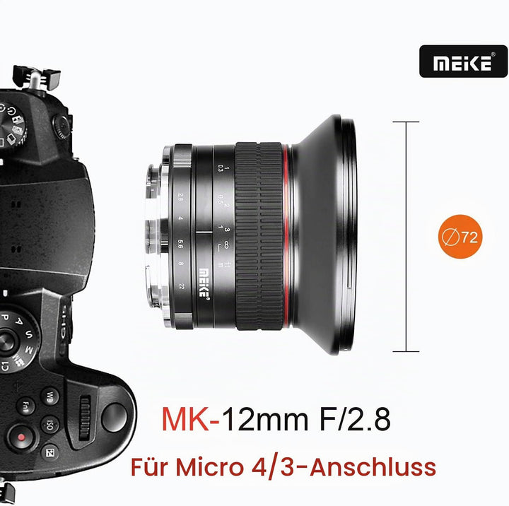 Meike Optics MK 12mm f2.8 Ultra-Weitwinkel Objektiv für MFT, für MFT