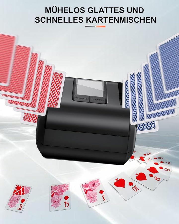 OBLITZON Automatischer Kartenmischer Elektrisch Kartenmischmaschine - 2000mAh USB-C Wiederaufladbar