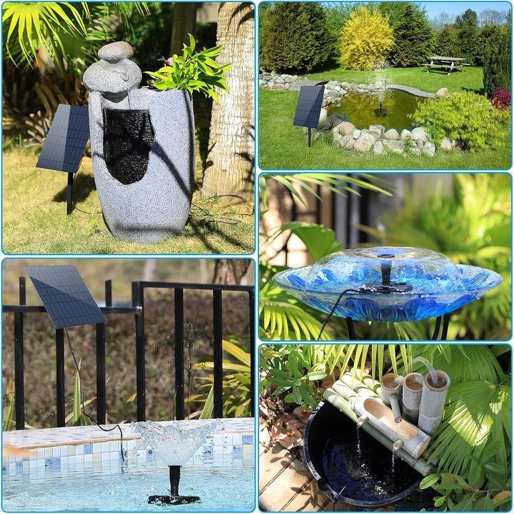 AISITIN 10W DIY Solar Springbrunnen, Upgrade Solar Teichpumpe mit 2M Wasserleitung und Feste Pfähle
