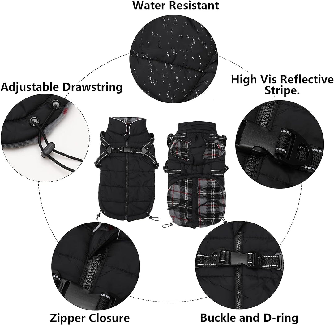 MOREZI Winterhundejacke, wasserdichte Aussenschicht, Fleecefutter, Rückenreissverschluss-Design, mit