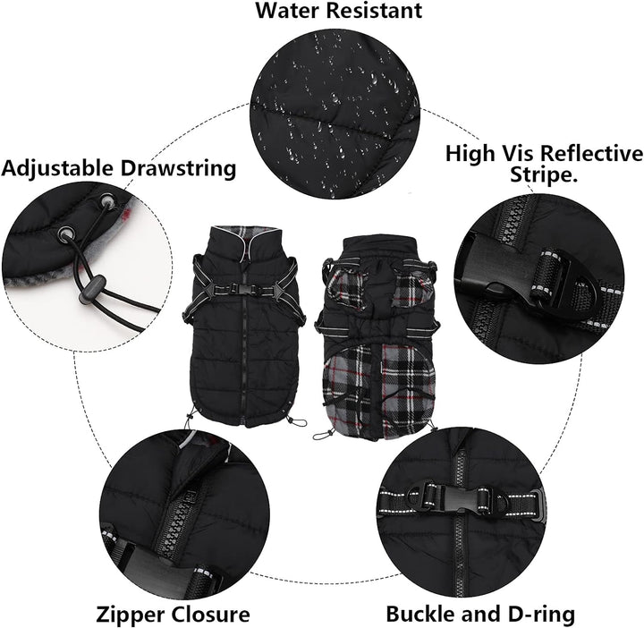 MOREZI Winterhundejacke, wasserdichte Aussenschicht, Fleecefutter, Rückenreissverschluss-Design, mit