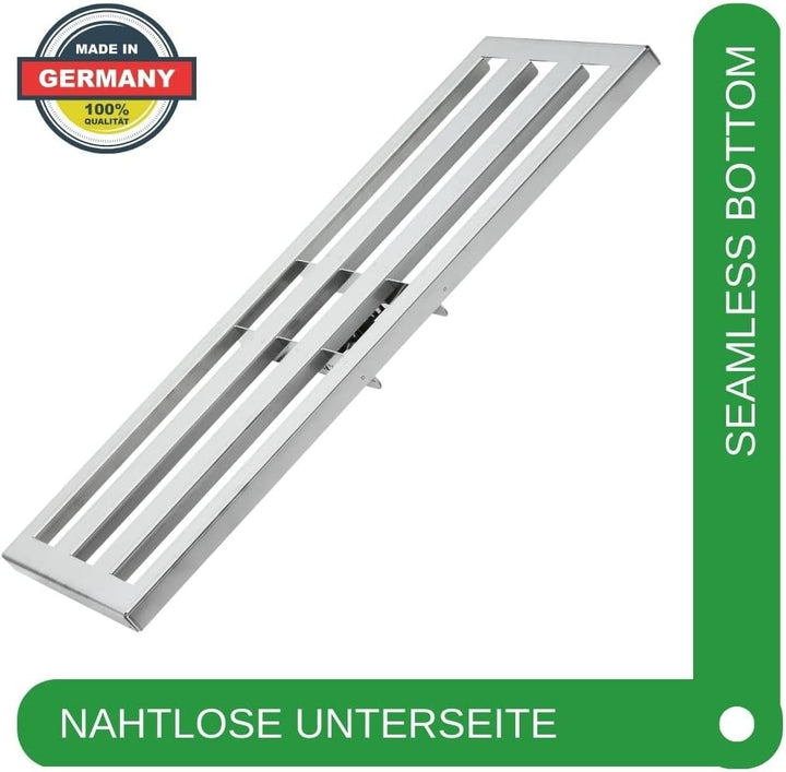 RISISANI® Rasenrakel | 80x30cm | V2A-Edelstahl rostfrei | 100% Made in Germany | Ohne Stiel | option