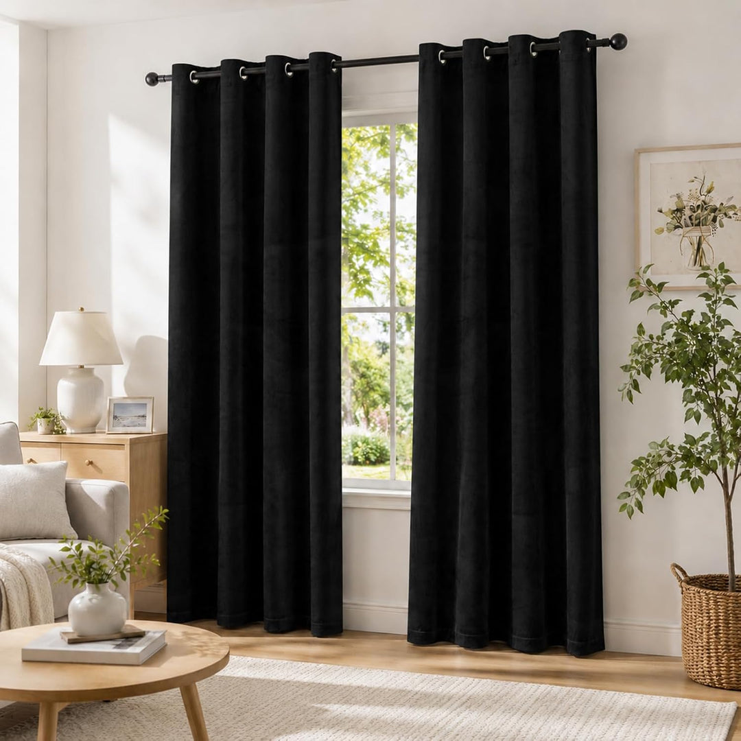 YSTELLAA Samtvorhang 2er Set, Gardinen Vorhänge, 140×180cm, Verdunklungsvorhänge Schlafzimmer Mit Ös