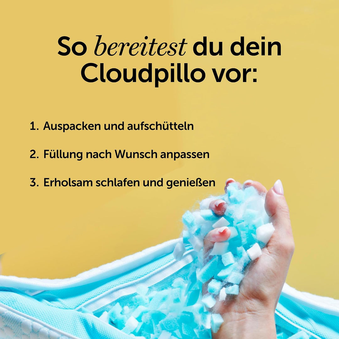 Cloudpillo 2er-Pack Premium Memory Foam Kissen - Höhenverstellbares Kopfkissen 40x80 cm - Ergonomisc