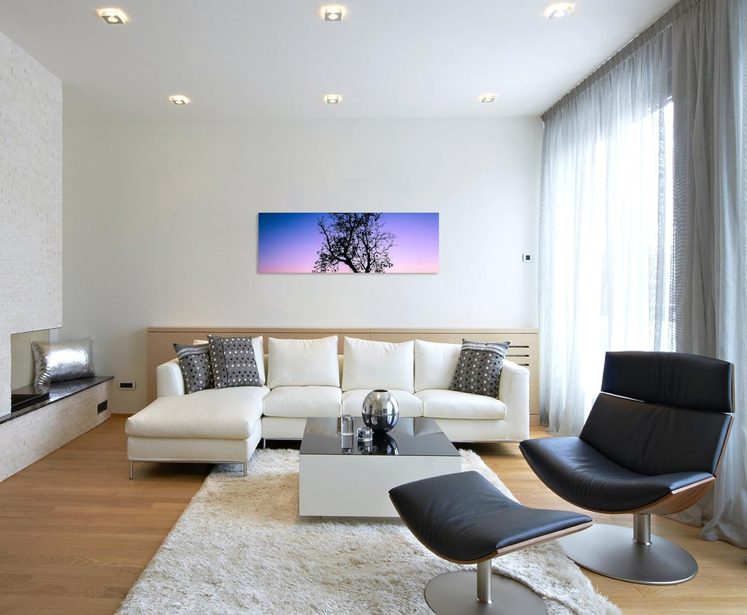 Sinus Art Wandbild 150x50cm Landschaftsfotografie – Baum vor Abendhimmel, Thailand auf Leinwand für